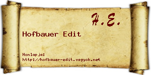 Hofbauer Edit névjegykártya